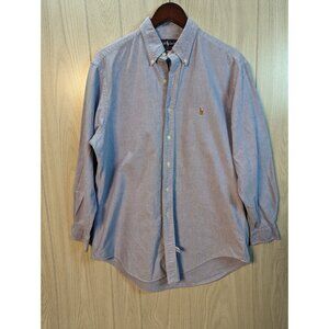 Vtg Polo Ralph Lauren Shirt Men's Blue Solid Long Sleeve Size: 16.5-33